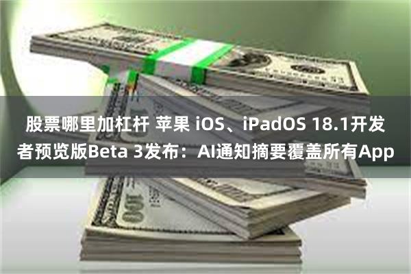 股票哪里加杠杆 苹果 iOS、iPadOS 18.1开发者预